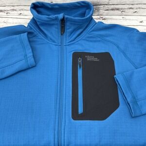 Black Diamond Equipment Waffle Fleece Jacket Men's XL Blue Full Zip Wool Blend